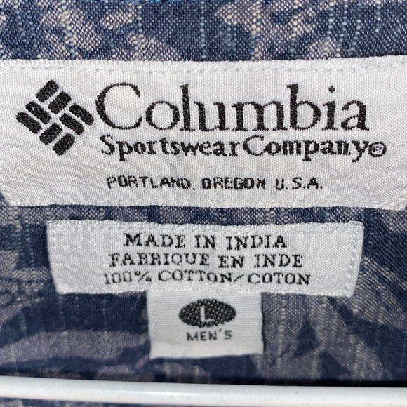🔷Columbia Mens Blue Floral Button Up Casual Shirt Size Large - Picture 4 of 4